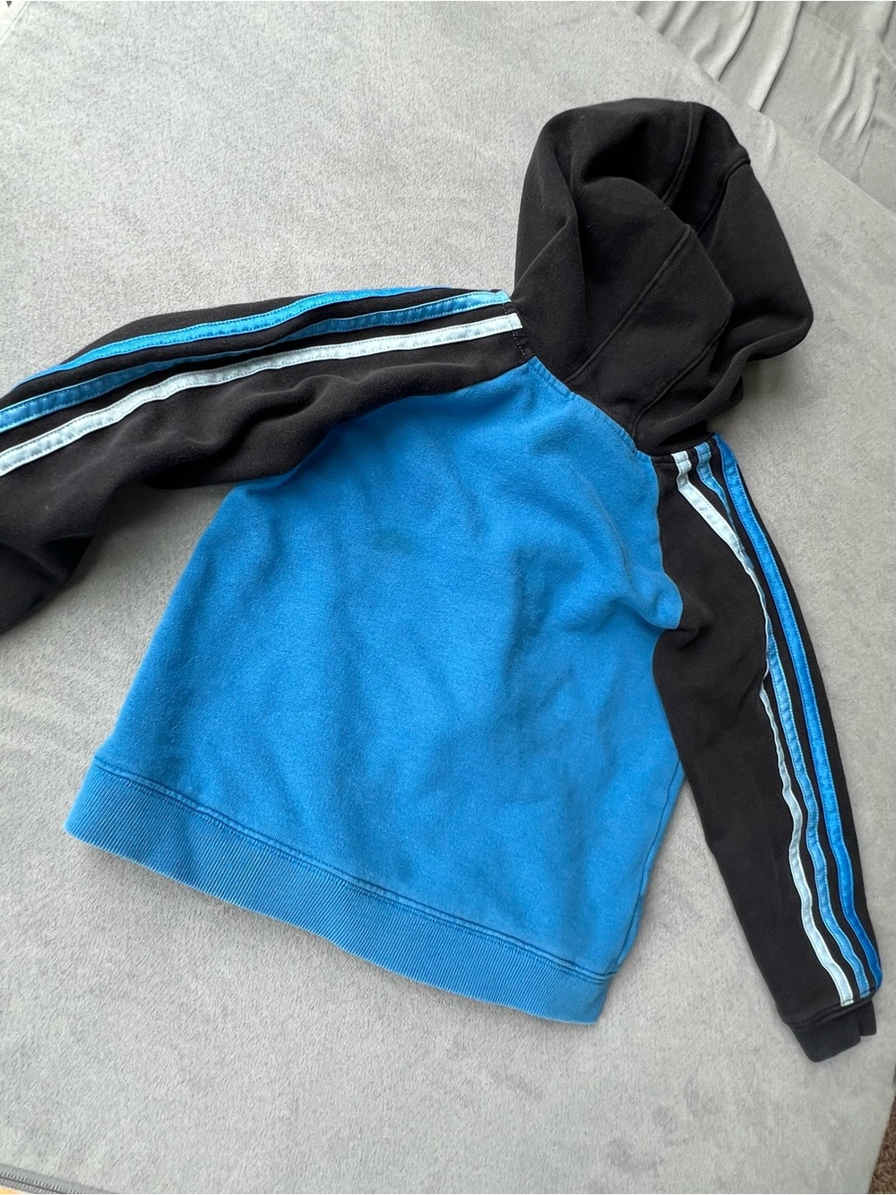Lot of 3 adidas 4T Jackets: Navy/Orange & Gray/Lime Track Jkt, Blue/Black Hoodie - Picture 9 of 12